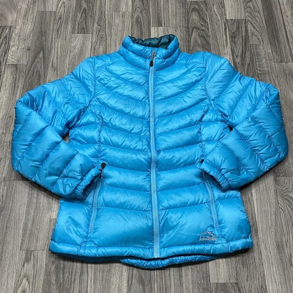 L.L BEAN Pertex Quantum Zip Blue Goose Down Puffer Jacket Women's Small Petite - Picture 3 of 13